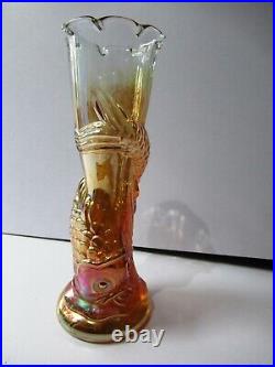 Vintage Carnival Jain Souci Poisson / Serpent Vase Art Déco Givré de Collection