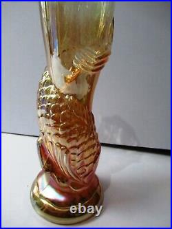 Vintage Carnival Jain Souci Poisson / Serpent Vase Art Déco Givré de Collection