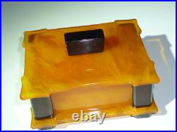 Vintage DDR Art Déco Ambre Bakelite Catalin Boîte à Bijoux 213 Gramme