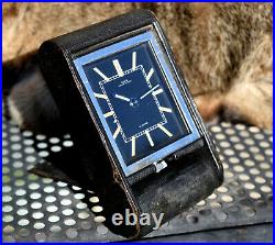 Vintage Jaeger Le Coultre Ados Alarm Clock Reveil Serviced Art Deco Black Dial