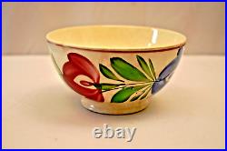 Vintage Peint à la Main Spongeware Bol Floral Motif Rustique Collection Art Deco