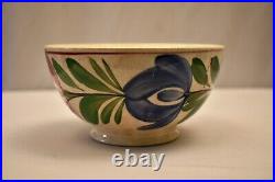 Vintage Peint à la Main Spongeware Bol Floral Motif Rustique Collection Art Deco