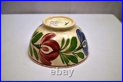 Vintage Peint à la Main Spongeware Bol Floral Motif Rustique Collection Art Deco