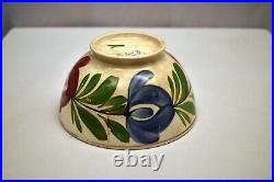 Vintage Peint à la Main Spongeware Bol Floral Motif Rustique Collection Art Deco