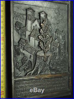 WW2 PLAQUE BRONZE HENRI DROPSY LE MARECHAL PETAIN A St VALERY EN CAUX 42,5cm